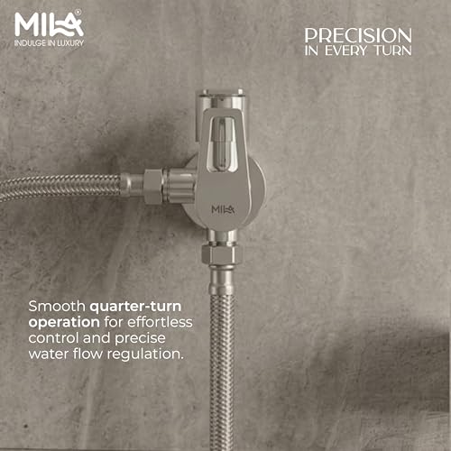 Image of Mila Floro 2 in 1 Angle Valve with Wall Flange | Mirror Chrome Finish | Quarter Turn Cartridge | inch BSP Male Thread Inlet & Outlet | Durable, Leak-Proof, Multi-Purpose| 10-Year Warranty