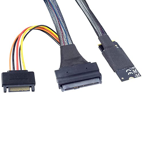 Cable M.2 SFF-8643 a U.2 SFF-8639 SAS con conector de alimentacion SATA de 15 pines y 50cm 2