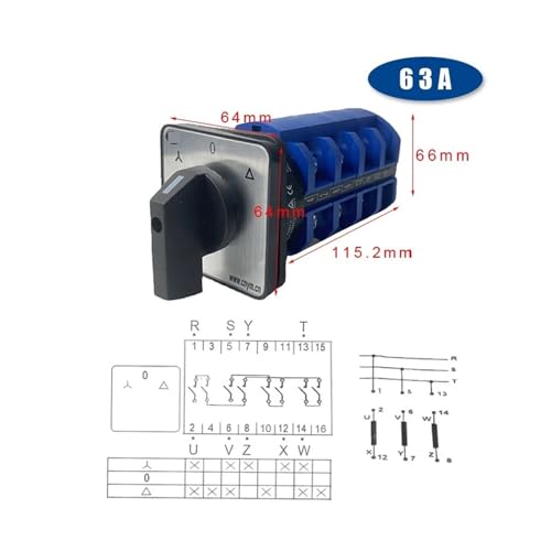 Commutateur à came rotatif multi-niveaux 63A commande triphasée 3 positions 690V
