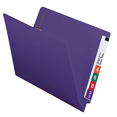 Image of Smead End Tab Fastener File Folder, Shelf-Master Reinforced Straight-Cut Tab, 2 Fasteners, Letter Size, Purple, 50 per Box (25440)