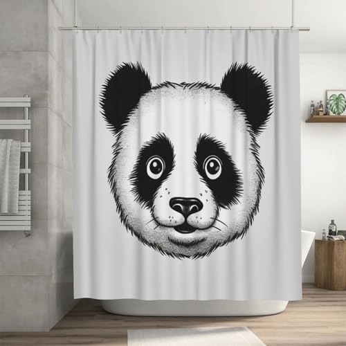 Rideau de douche panda avec 12 crochets rideau salle de bain - 2