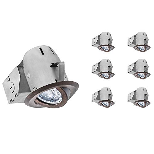 Nadair 6 Pack 3 inch LED Swivel Dimmable Downlight Spotlight Recessed Light Energy Star Complete Kit Contractor's Deal, 6 x LED Gu10 550 Lumens Lightbulb (50W Equivalent), ORB, IC Rated