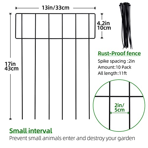 10 Stück Tier Barriere Zaun,43,2cm(H) X 3,4 m(L), Dekorativer Gartenzaun, Kein Graben-Zaun Patio-Grenze Tierzaun für Hunde Kaninchen im Freien Patio