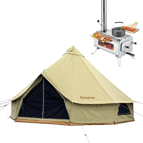 Carpa de lona KingCamp Bell Yurt con estufa, impermeable