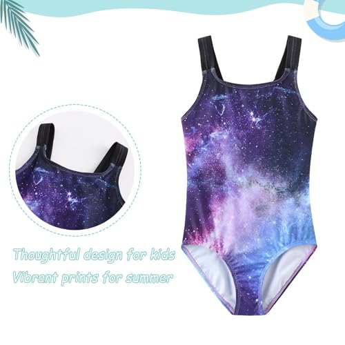 Image of Girls One Piece Swimsuits Tie Dye Bathing Suit Hawaiian Summer Swimwear for Girls 3-16 Years
