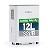OKYUK Déshumidificateur électrique 12L, déshumidificateur pour maison 40m² avec arrêt automatique, idéal pour, salles de bains, chambres, appartements, sous-sols (Blanc 12L)