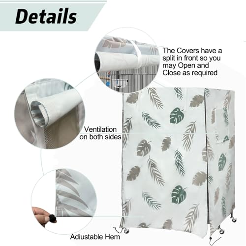 Image of Bird Cage Cover, Waterproof Birds Cage Covers for Night, 51 Inch Large Birdcage Covers, Outdoor 420D Oxford Cloth Pet Covers for Mink, Parrot and Small Animals (Cover Only)