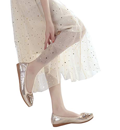 Anxle Womens Foldable Ballet Flats Bling Rhinestone Pointed Toe Comfort Slip On Walk Work Loafers Bridal Dress Shoes Gold 9 #TOP6