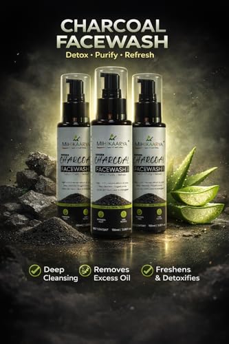 Image of Activated Charcoal Face Wash for Deep Cleansing - Pack of 3