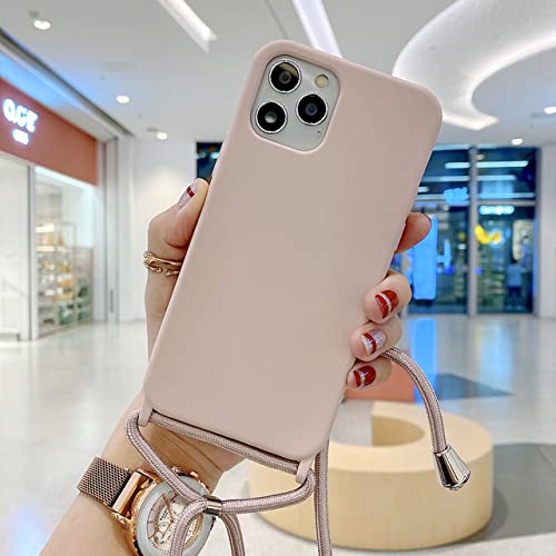 Coque cordon iPhone 11 Pro en TPU souple premium et chaîne robuste rose