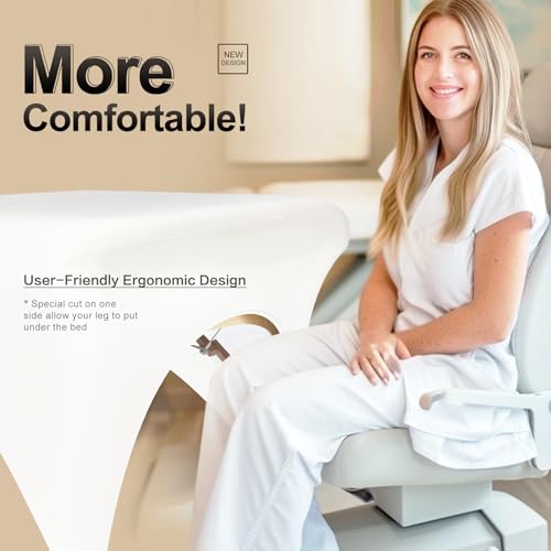 Image of 2-Piece Spa Bed Cover Professional Lash Bed Cover Stretchy Massage Table Cover Beauty Bed Protective Topper, Excellent for Lash Extension, Spa, Massage, Beauty Salon, Wax, Tattoo (White)