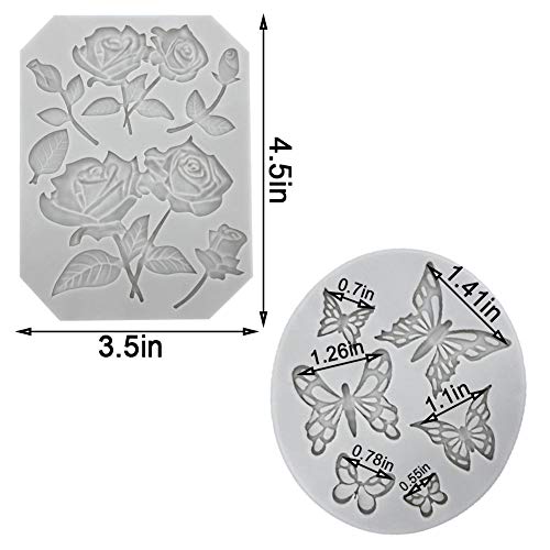 3 Pack Butterfly Rose Flower Stems Birds Blossoms Silicone Fondant Mold, For Making Chocolate Fondant Jelly Polymer Clay Soap Crafting Diy Projects And Cake Decoration #TOP2