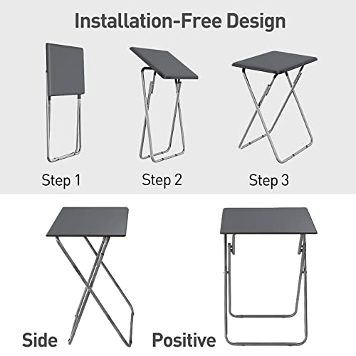 Image of Garden 4 you Folding TV Tray Table TV Dinner Trays Tables for Eating,Stable Tv Trays Table 25In, Folding Tray Side Table, Foldable Snack Tables for Bed & Sofa, 15 x 18.9 x 26 in (Grey,2PC)