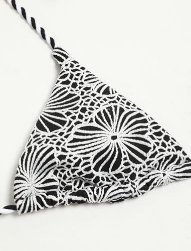 Image of ZAFUL 2 Piece Triangle Bikini for Women Knitted Rope Halter Bikini Sets Sexy Bathing Suit Side Tie Swimsuits Beachwear