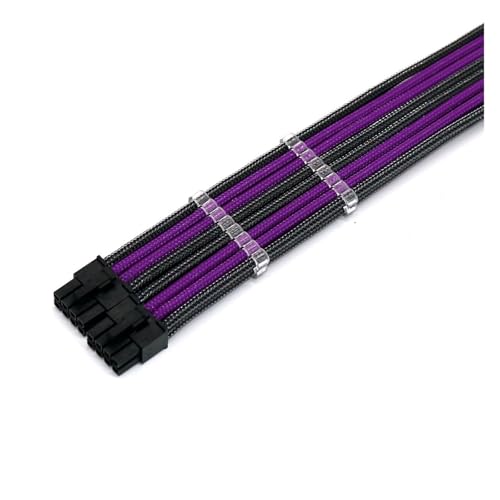 20/30cm �u���b�W�^ 2x8�s�� CPU/ATX/EPS �I�X-���X PC�����P�[�u�� �z���C�g �u���b�N �~�b�N�X UL 1007 18AWG �R�[���t��(30cm,Carbon Purple)