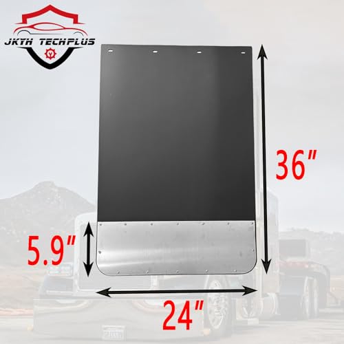 Image of Pair Mud Flaps for Semi Truck, 24''X36 Heavy-Duty Mud Guards Splash Flaps, Black Pair Universal Mud Flaps for Trailer Freightliner Kenworth Peterbilt, w /Stainless Steel Plates Weights