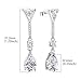 Sterling Silver Dangle Studs CZ Earrings Charms Hypoallergenic Fashion Stud Jewelry with Teardrop Cubic Zirconia Dainty Birthday Gift for Women