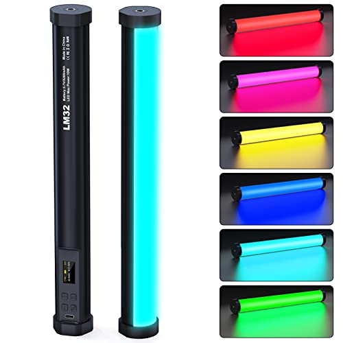 Luz de Relleno RGB Photographic Video Luz LED Regulable para fotografía, luz LED para fotografía en Color, Photo Stick con batería de 5200 mAh, 2500-9900 K, CRI 95+, lúmenes 1200 LM Cover