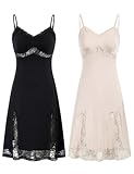 Belle Poque Women Lace Full Slips for Under Dress Cotton V Neck Nightgown Sleepwear