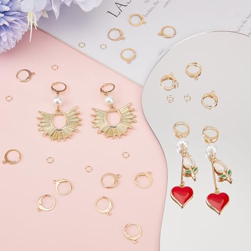 SUNNYCLUE 1 Box 180Pcs Earring Findings Kit 80Pcs Real 18K Gold Plated Stainless Steel Leverback Earring Hooks 100Pcs Open Jump Rings Hypoallergenic Huggie Lever Back Ear Wire for jewellery Making Kit - Image 4