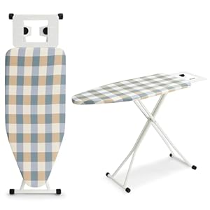 CROWNSHOP Ironing Boards 110X38X64-77CM 6 Adjustable Heights Non-Slip Rubber Feet Cotton Cover with Iron Rest TopIron Board Universal Extra Wide Lightweight Iron Board Rack (Yellow-green)