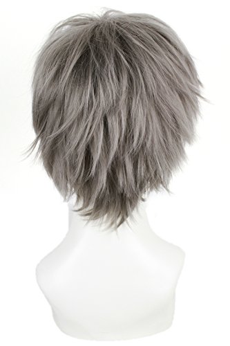 Nuoqi Mens Anime Sugawara Koushi Short Grey Black Fluffy Cosplay Wigs Jf532 #TOP4