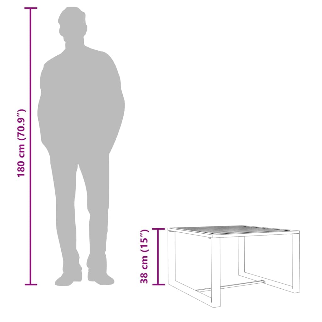 Stolik kawowy, aluminiowy, antracytowy, odporny na warunki atmosferyczne, 60 x 60 x 38 cm, lekki modułowy, do ogrodu, na taras, balkon, sofę, możliwość rozszerzenia, możliwość rozszerzenia