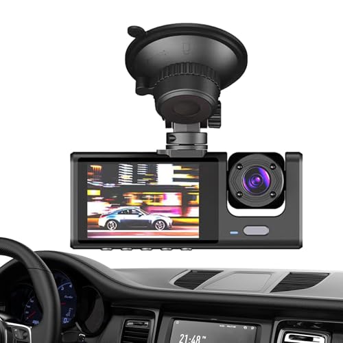 Dashcam HD para automóvil   dashs CAM Frontal e Interior | Grabación Gran Angular, visión Nocturna, detección de Accidentes, cámara de vigilancia para Seguridad y Viajes en Coche