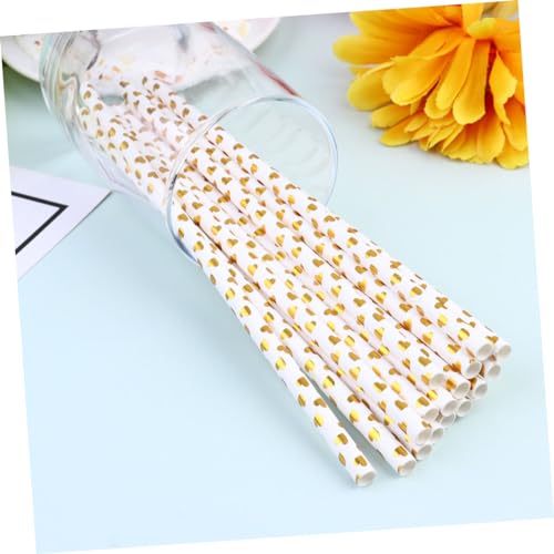 100 pitillos de papel con corazones dorados miniatura 6