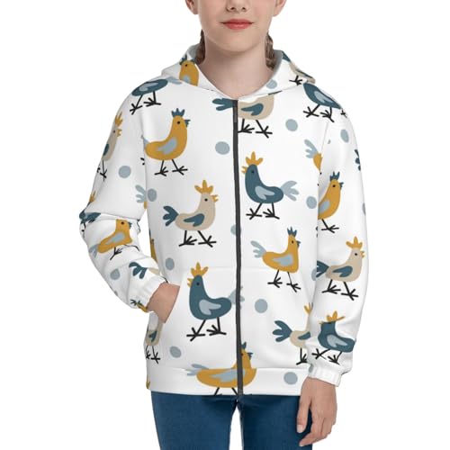 Farm Roosters Kid Hoodies Boys Zip Up Sweatshirts Girls Pullover with Pocket3