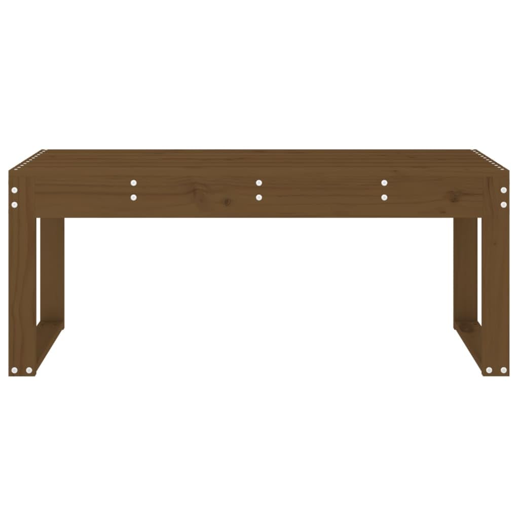 Ławka ogrodowa, miodowo-brązowa, 110 x 38 x 45 cm, wykonana z litego drewna sosnowego, odporna na warunki atmosferyczne, stabilna ławka do siedzenia na taras, balkon, do ogrodu, z