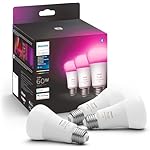 Philips Hue A19 LED Smart Light Bulb - White and Color Ambiance - 60W Indoor Light Bulb - Control with Hue App - Works with Alexa, Google Assistant and Apple Homekit - 3 Pack