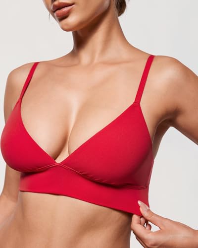 Image of INLYRIC Women's Inbarely Outwear Longline Triangle Bralette Plunge Unlined No Underwire Yoga Sports Bra Crop Tank Top