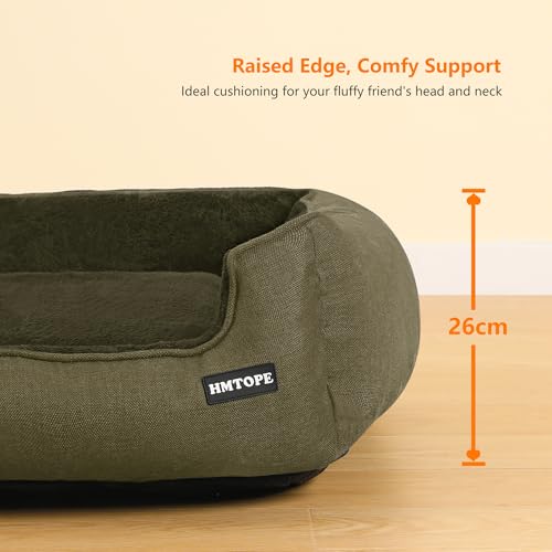 HMTOPE Hundebett, Hundesofa, Hundekissen, Hundekörbchen Abnehmbar und waschbar, Olivgrün, 110 x 86 x 26 cm