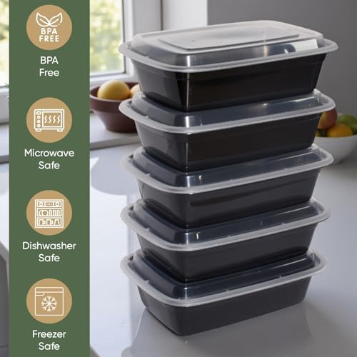 16 oz 50 Pack Meal Prep Containers BPA Free Leakproof Stackable Food Storage Containers with Lids, Microwave & Dishwasher Freezer Safe Reusable To Go Containers Bento Box Style Take Out Clear Plastic - Thumbnail 5