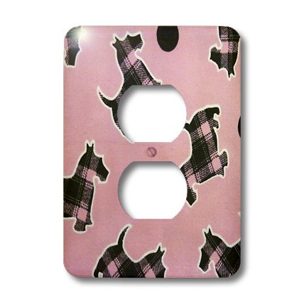 Cache prise terrier écossais rose pour décorer une chambre de fille