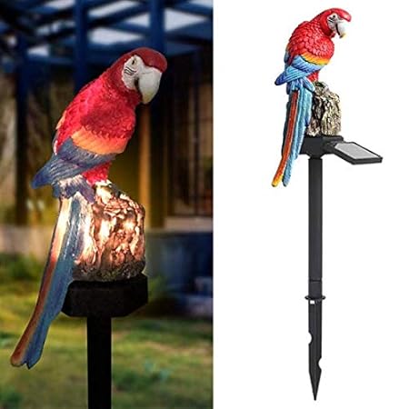 Epyz Garden Solar Lights Outdoor Decorative Resin Parrot Solar LED Lights with Stake for Garden Lawn Pathway Yard Decorations (Red, 1 Watt)