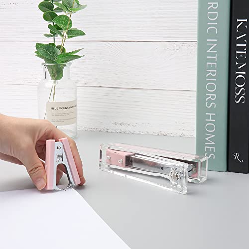 1 peça removedor de grampos rosa transparente acrílico cor prata metal corpo corpo ferramenta de rem