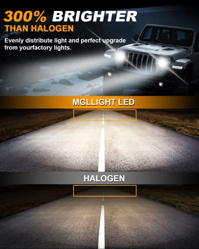 Mgllight 7 Inch Led Headlights Round Halo Angel Eyes Drl Amber Turn Signal Lights H6024 Led Headlights Replace High/Low Sealed Beam Compatible With Wrangler Jk Tj Lj Cj With H4 H13 Adapter, 2Pcs #TOP2