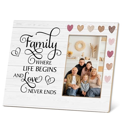 TIRYWT Family Gifts Family Picture Frame, Heart Wooden Wall Decorations,