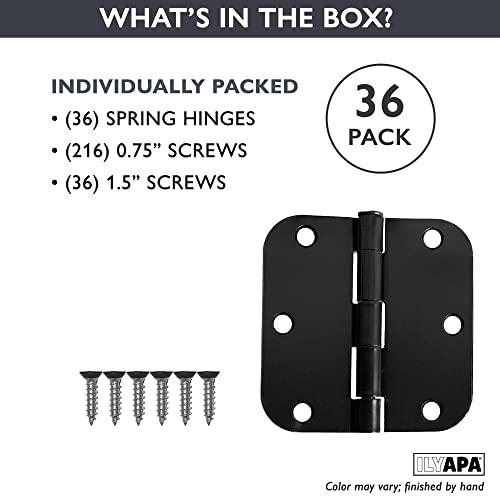 image for Ilyapa 36 Pack Black Door Hinges for Doors, 3.5 x 3.5 Inch Interior Do