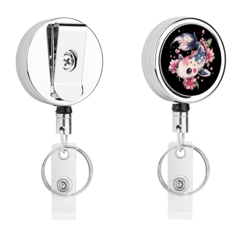 Japan Fish Retractable Badge Holder Metal ID Name Holder Key Ring with Belt Clip