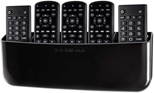 TotalMount Hole-Free Remote Holder – Eliminates the Need to Drill Holes in Your Wall (Premium Black Remote Control Holder for 5 or 6 Remotes)