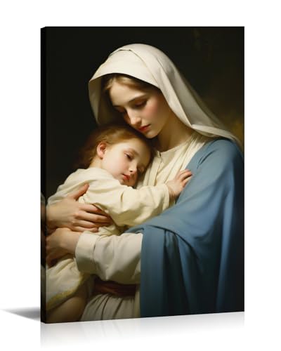 Virgin Mary with Baby Jesus Canvas Wall Art Holy Family Pictures Christian Painting Prints Religion...