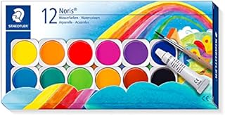 STAEDTLER 888 NC12 Noris Watercolour Paints - 12 Assorted Colours (Pack of 1 with Paint Brush & Opaque Paint)