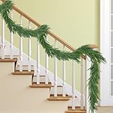 Norfolk Pine Garland, Realistic Christmas Garland, Dense Real Touch Norfolk Pine Garland Faux Cedar Garland Artificial Realistic Greenery Christmas Garland for Mantle Fireplace Table Wall