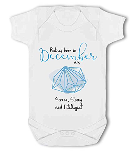 Make It Love It Sell It - Simply Wallart Babies born in December Birthstone - Baby Vest, 6-12 Months, Girl or Boy, New Born to 24mth