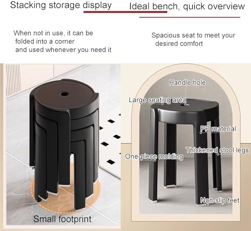 Stackable Plastic High Stool - Modern Dining Chair with Non-Slip Foot Pad, Space-Saving Design for Dining Room, Living Room, Study, Apartment (Available in 4/6/8 Sets)