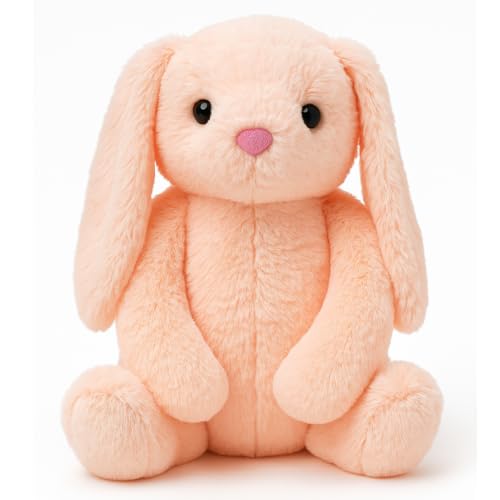 Image of AUDBOT Peach Bunny Soft Toy -35cm | Long Ears Rabbit Fluffy Toy | Teddy Bear Gift for Girlfriend | Kids Toys for 2-5 Years | Plushie Stuffed Animal for Baby Girls