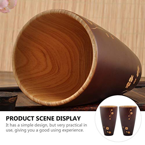 2 unidades de copo de água de madeira esculpida caneca de bebida xícara de café xícara de chá exclus